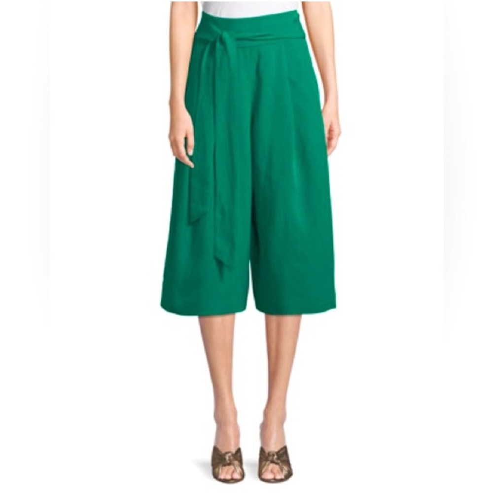 NWT Club Monaco Green Arlyanna Belted Cropped Wide-Leg Pants